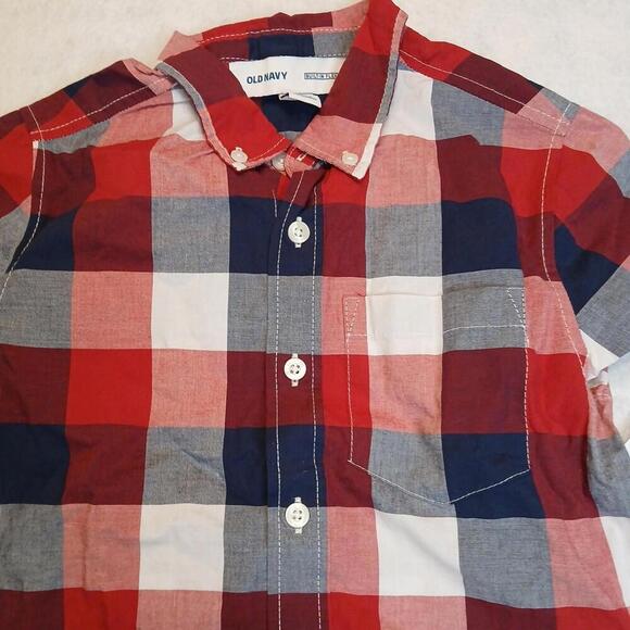 Old Navy Pocket Poplin Shirt Size Small (6-7) Plaid Flex Stretch Lightweight - Picture 5 of 7